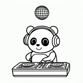 Panda DJ para colorir