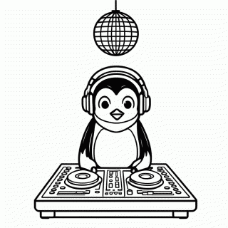 Pinguim DJ para colorir