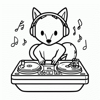 Raposa DJ para colorir