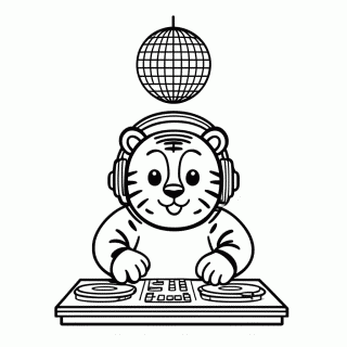 Tigre DJ para colorir