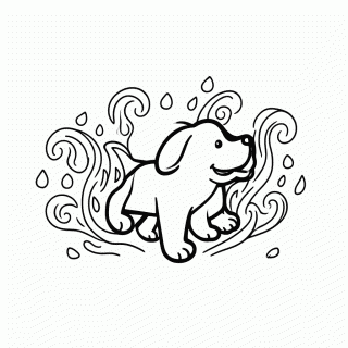 Cachorro de Água para colorir
