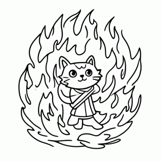 Gato de Fogo para colorir