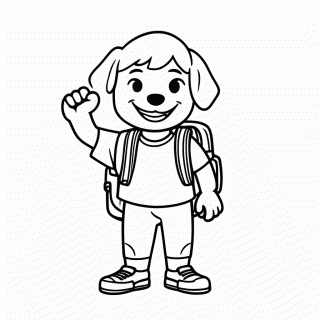 Cachorro com Mochila para colorir