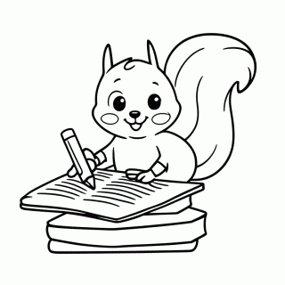 Esquilo com Caderno para colorir