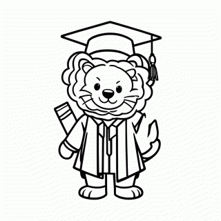 Leão na Formatura para colorir