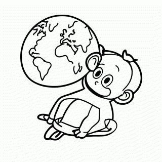 Macaco com Globo para colorir