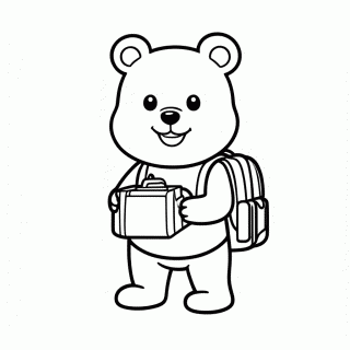 Urso com Lancheira para colorir