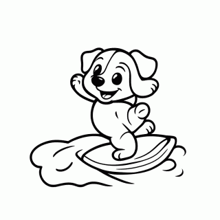 Cachorro Surfista para colorir