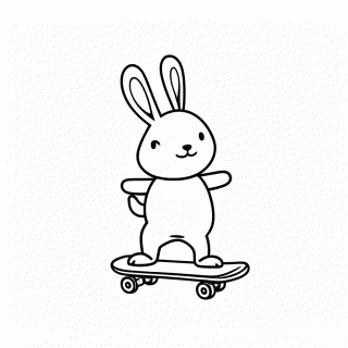 Coelho de Skate para colorir