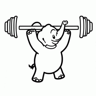 Elefante Levantador de Peso para colorir