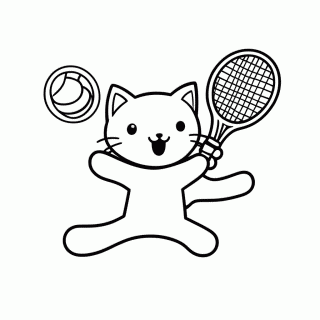 Gato Tenista para colorir