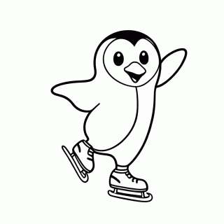 Pinguim Patinador para colorir