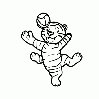Tigre no Vôlei para colorir