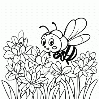 Abelha na Primavera para colorir
