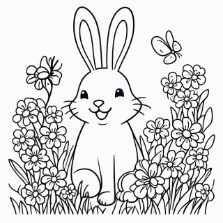 Coelho na Primavera para colorir