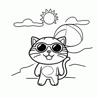 Gato no Verão para colorir