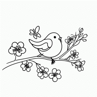 Passarinho na Primavera para colorir