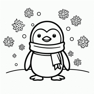 Pinguim no Inverno para colorir
