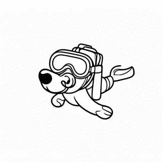 Cachorro Mergulhador para colorir