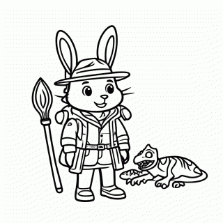 Coelho Arqueólogo para colorir