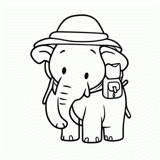 Elefante no Safári para colorir
