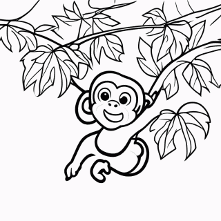 Macaco na Selva para colorir