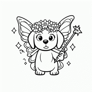 Cachorro Fada para colorir