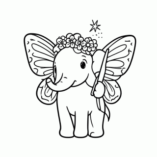Elefante Fada para colorir
