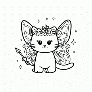 Gato Fada para colorir