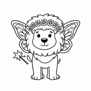 Leão Fada para colorir
