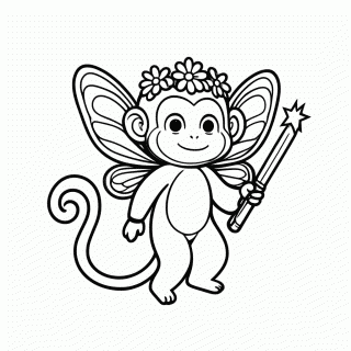 Macaco Fada para colorir