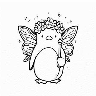 Pinguim Fada para colorir