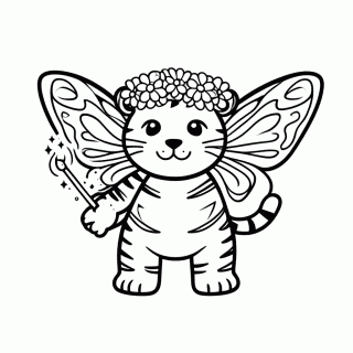Tigre Fada para colorir