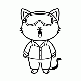 Gato com Máscara de Dormir para colorir