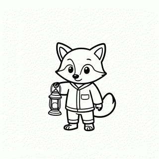Raposa com Luminária para colorir
