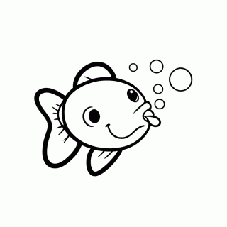 Peixinho com Bolhas para colorir