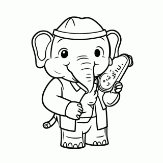 Elefante com Termômetro para colorir