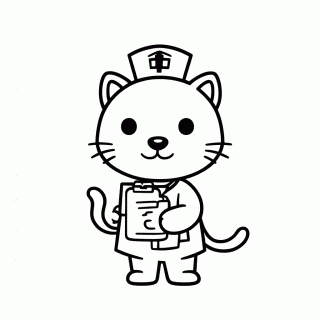 Gato Enfermeiro para colorir