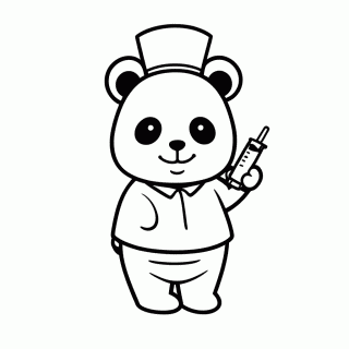 Panda Enfermeira para colorir