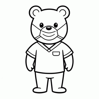 Urso Cirurgião para colorir