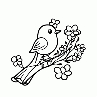 Passarinho na Flor para colorir