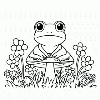 Sapo no Cogumelo para colorir