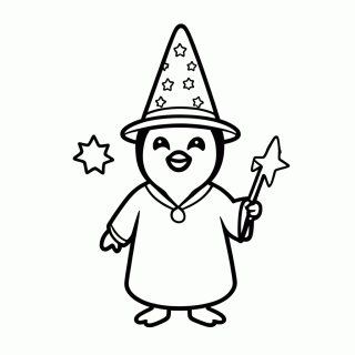 Pinguim Mago para colorir