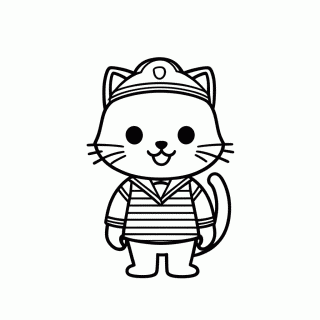 Gato Marinheiro para colorir