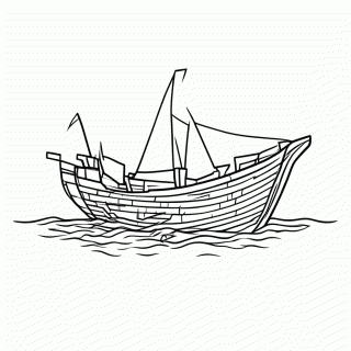 Navio Naufragado — Animais Marinhos para Colorir