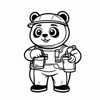 Panda com Lata de Óleo para colorir