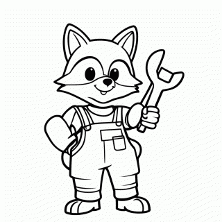 Raposa com Chave Inglesa para colorir