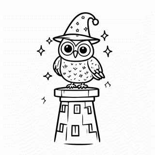 Coruja Mago da Torre para colorir
