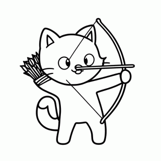 Gato Arqueiro para colorir