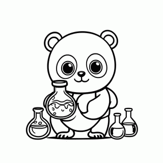 Panda Alquimista para colorir
